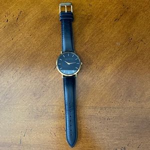 Mens black leather watch